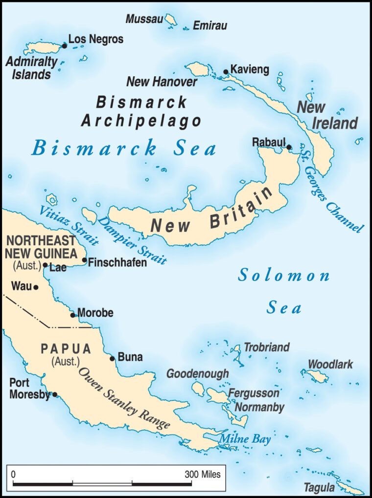 The great Japanese supply depot and bastion at Rabaul on the island of New Britain was a major target for bombers of the U.S. Fifth Air Force, as well as America’s allies. The great Japanese supply depot and bastion at Rabaul on the island of New Britain was a major target for bombers of the U.S. Fifth Air Force, as well as America’s allies.